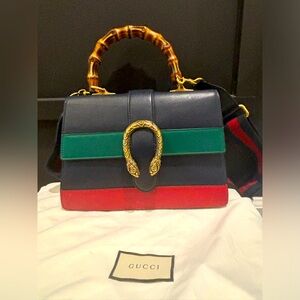 Gucci Dionysus Bamboo Top Handle Bag Colorblock Leather Medium.